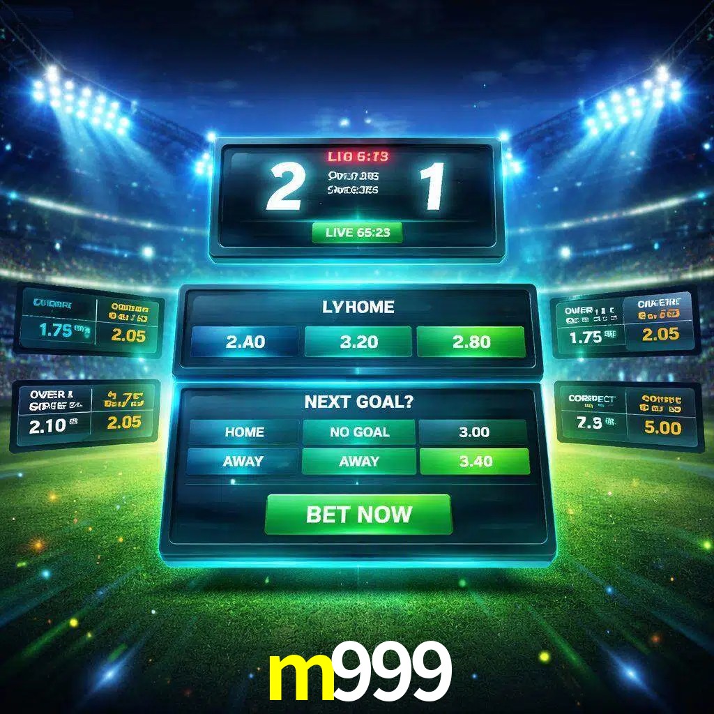Vista de apuestas en vivo m999 durante un partido en curso